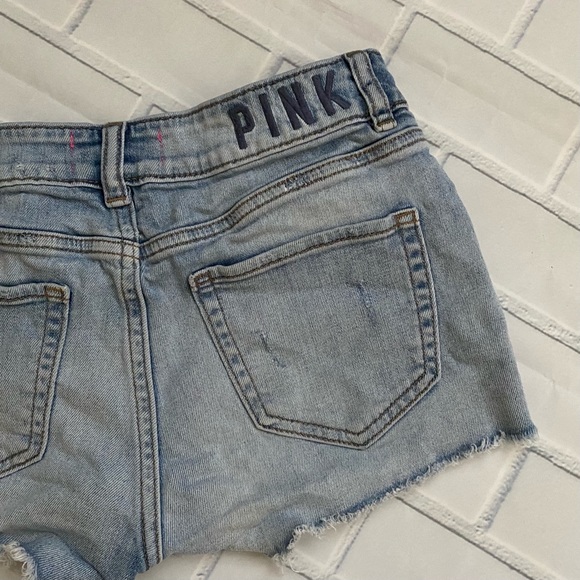 PINK Victoria’s Secret Distressed Denim Cutoff Jean Shorts - Picture 4 of 5
